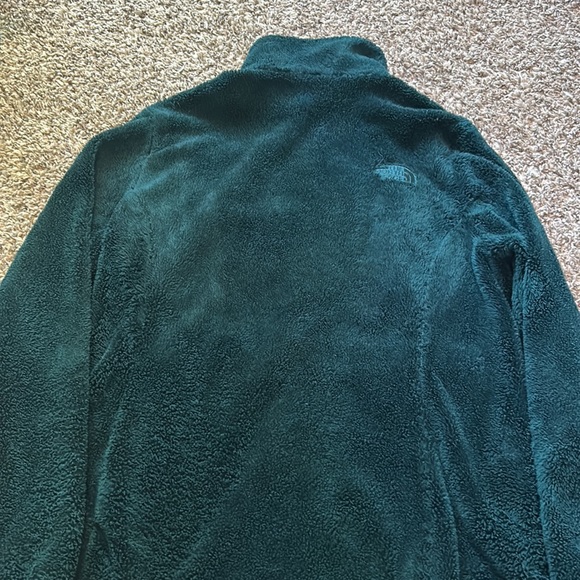 North face dark green fuzzy zip up - Picture 2 of 2